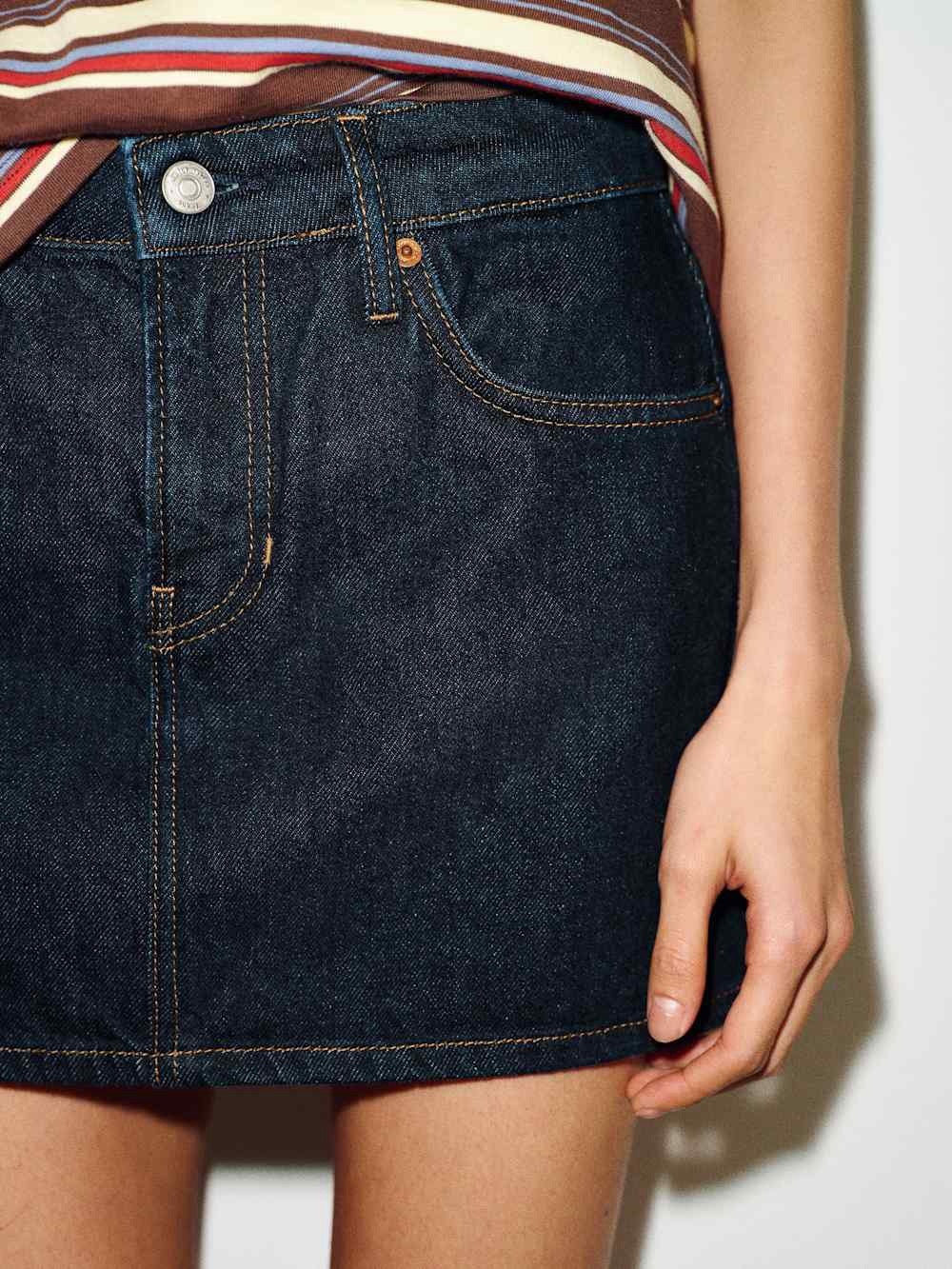 Reformation Hazel Low Rise Denim Mini Skirt Ondine Blue - Size 26